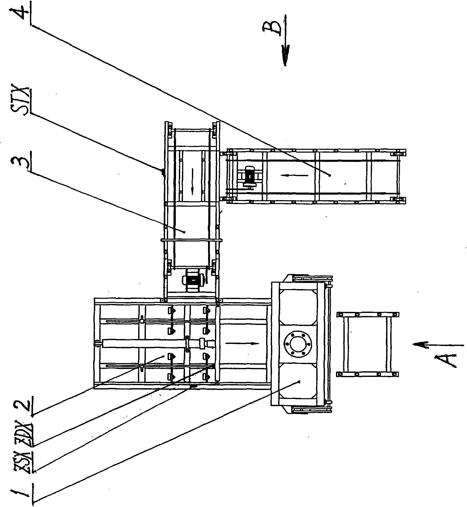 Automatic transporting device for pallets for building block forming machine