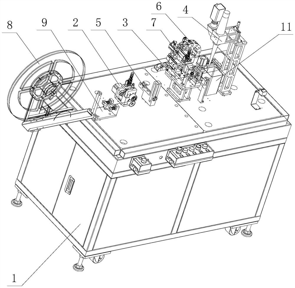 Stranded wire contact pin cutting and spot welding device