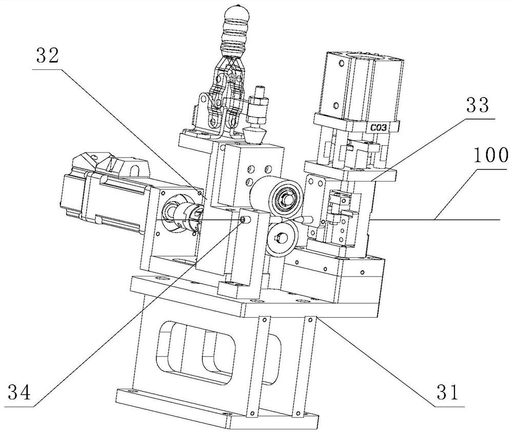 Stranded wire contact pin cutting and spot welding device