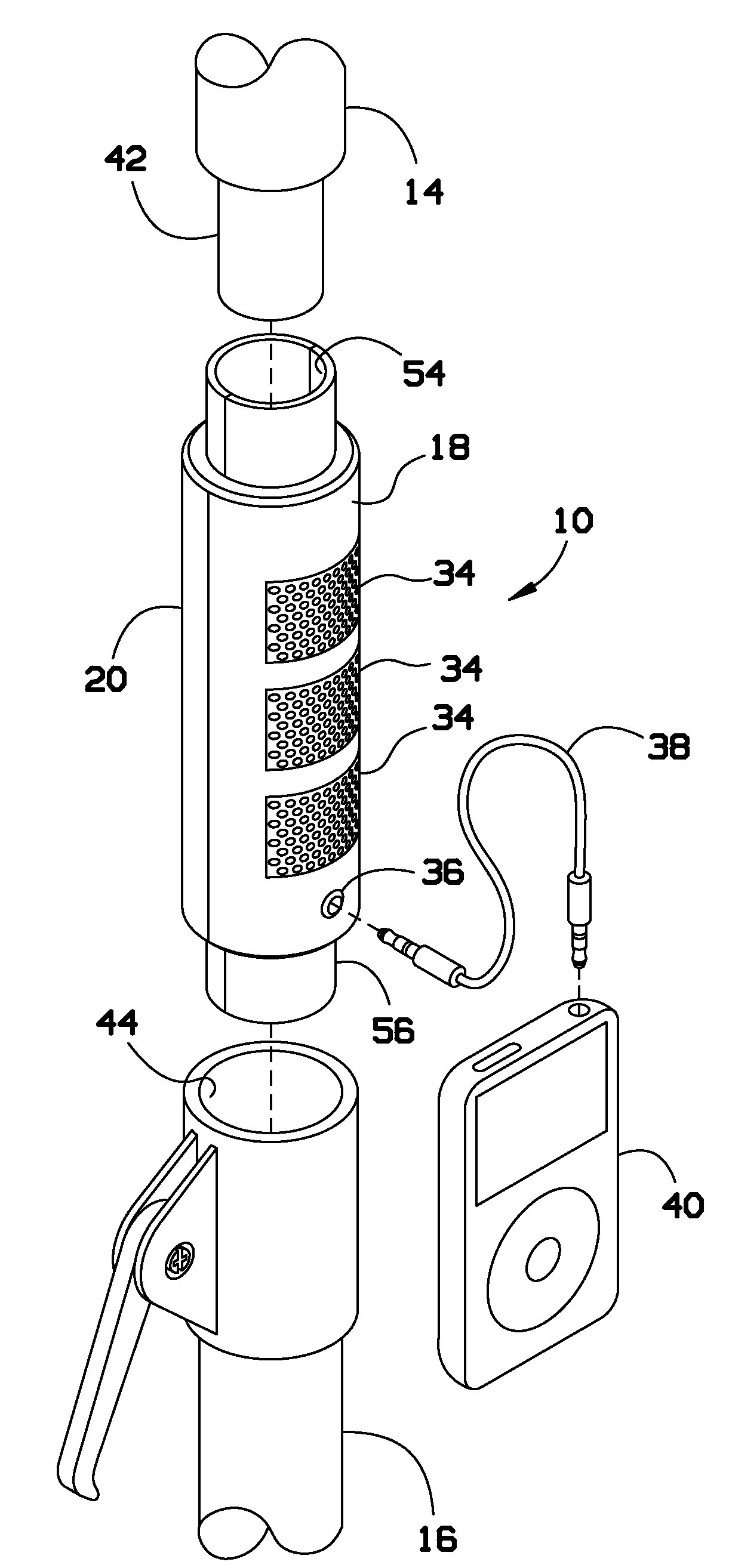 Umbrella mounted sound system