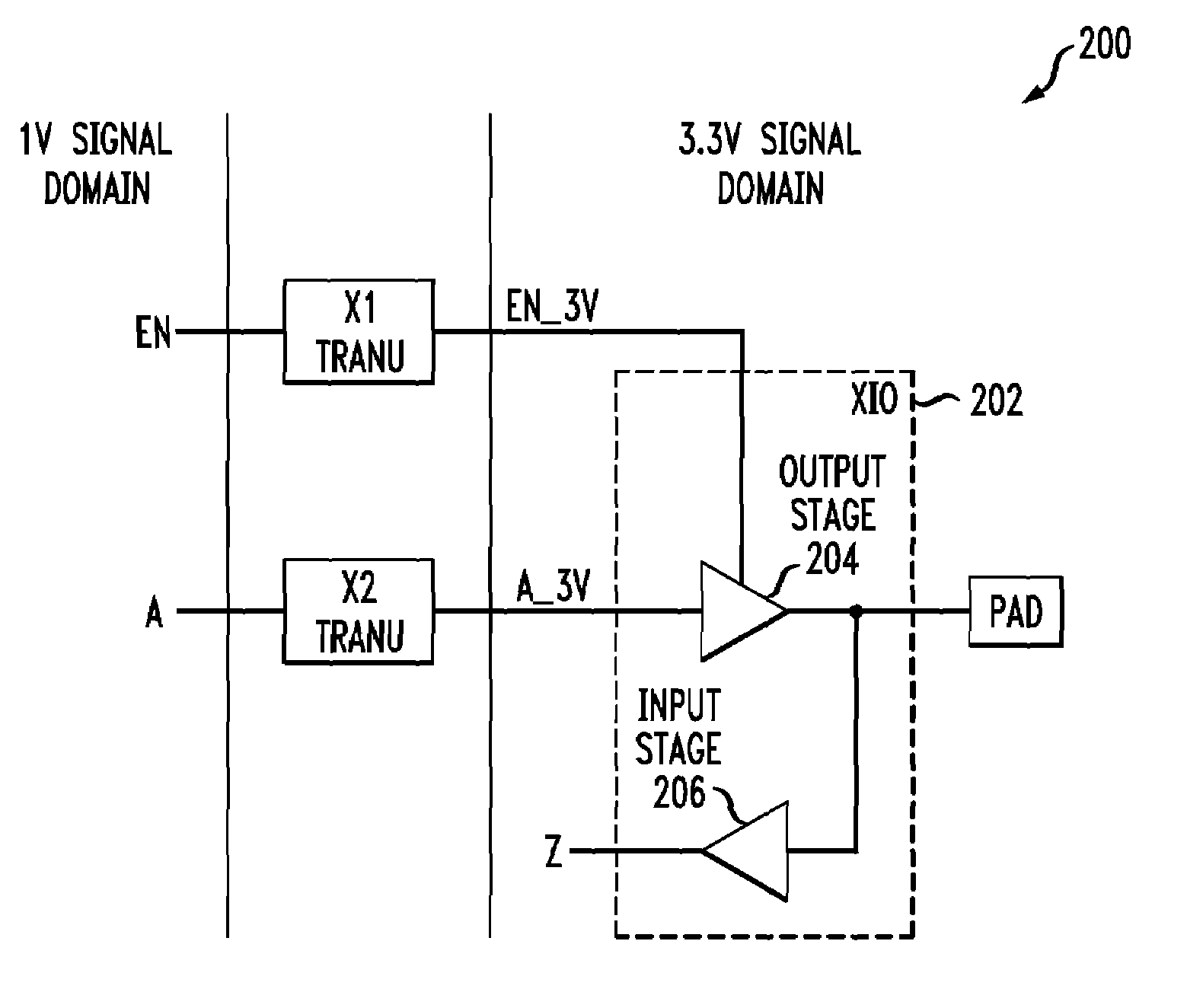 Buffer circuit having multiplexed voltage level translation