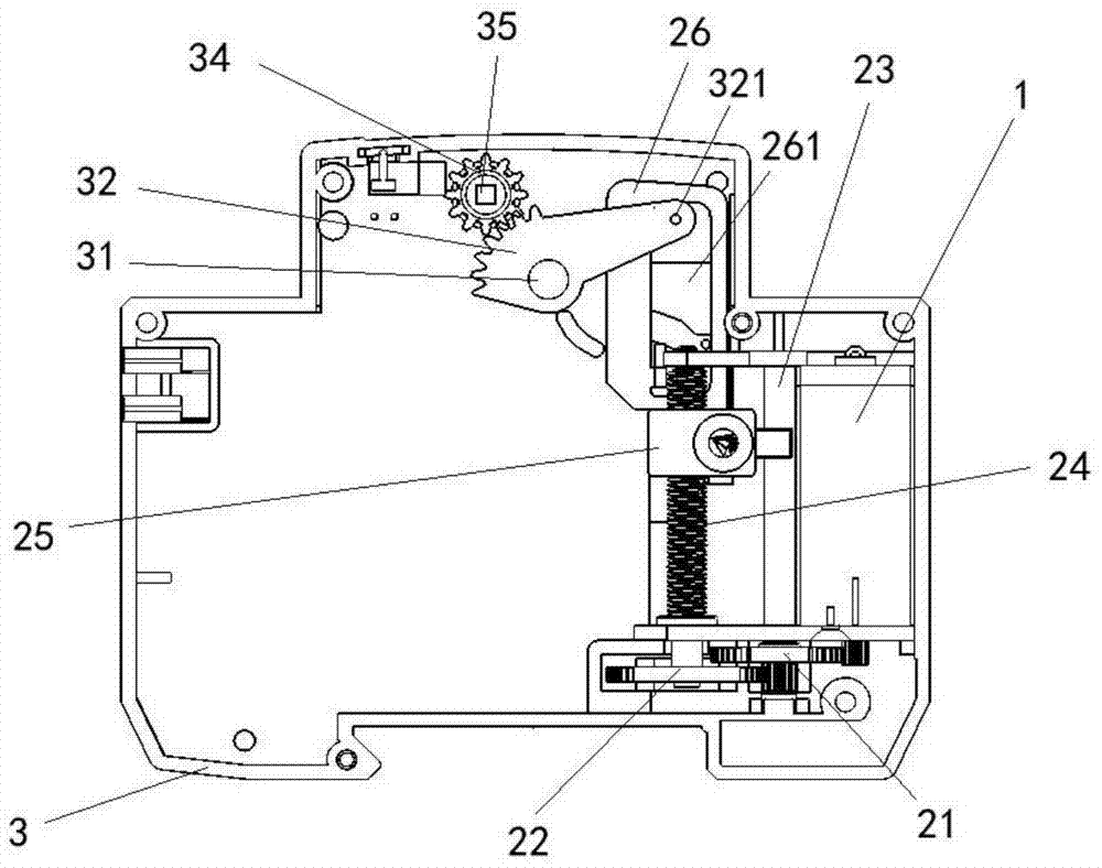 Opening and closing action structure of a miniature circuit breaker controller