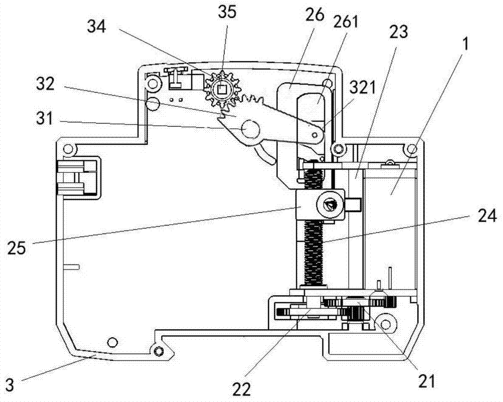 Opening and closing action structure of a miniature circuit breaker controller