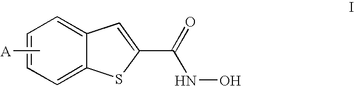 Benzothiophene hydroxamic acid derivatives with carbamate, urea, amide and sulfonamide substitutions