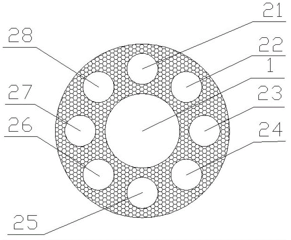 Compound imbibing core for thermal column array steam main line and manufacturing method thereof