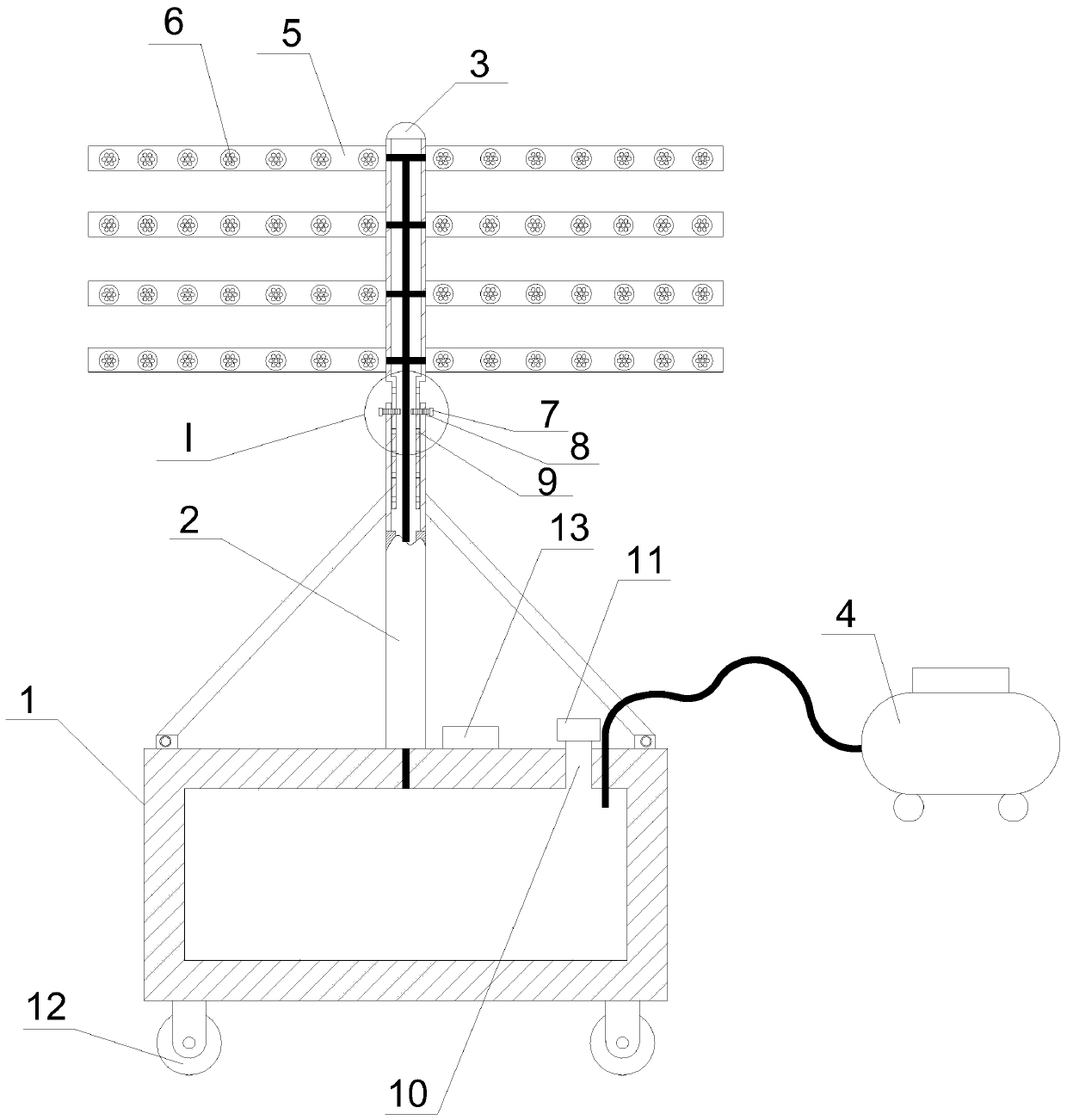 Nursery stock chemical spraying device for gardens and use method