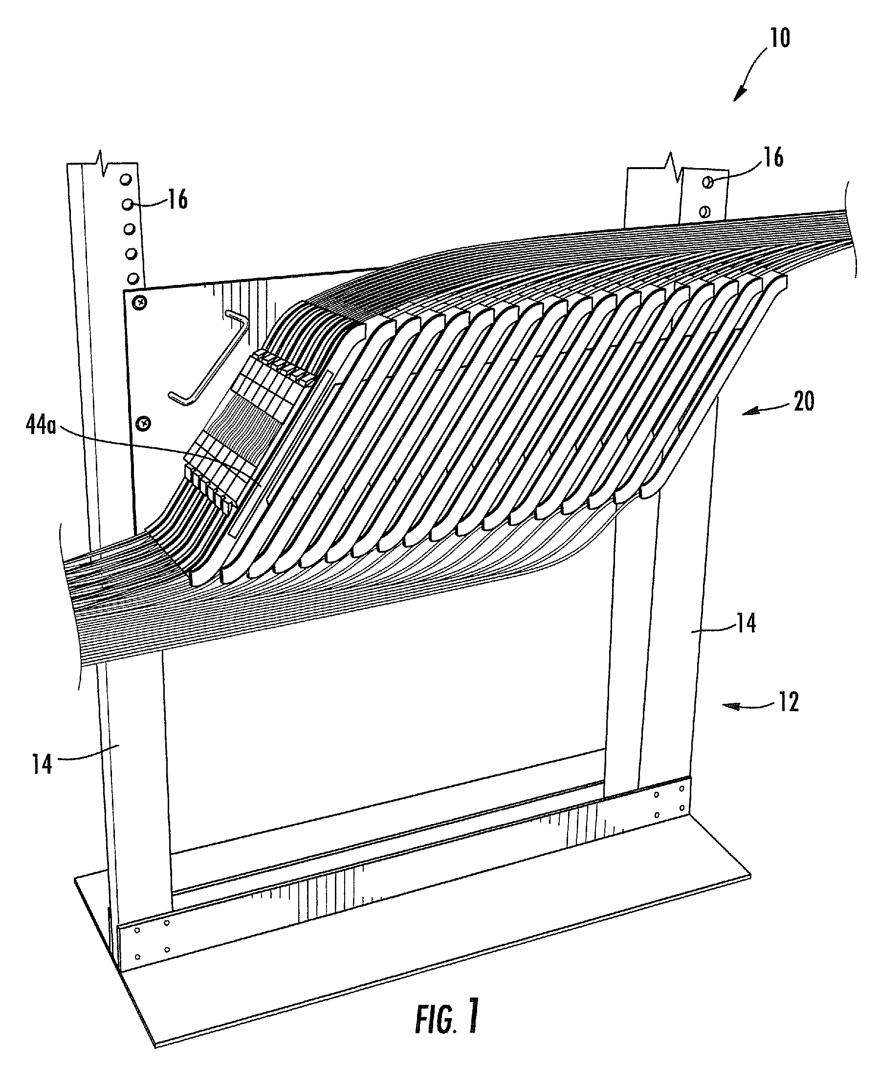 Telecommunications patching systems with obliquely-angled patching modules