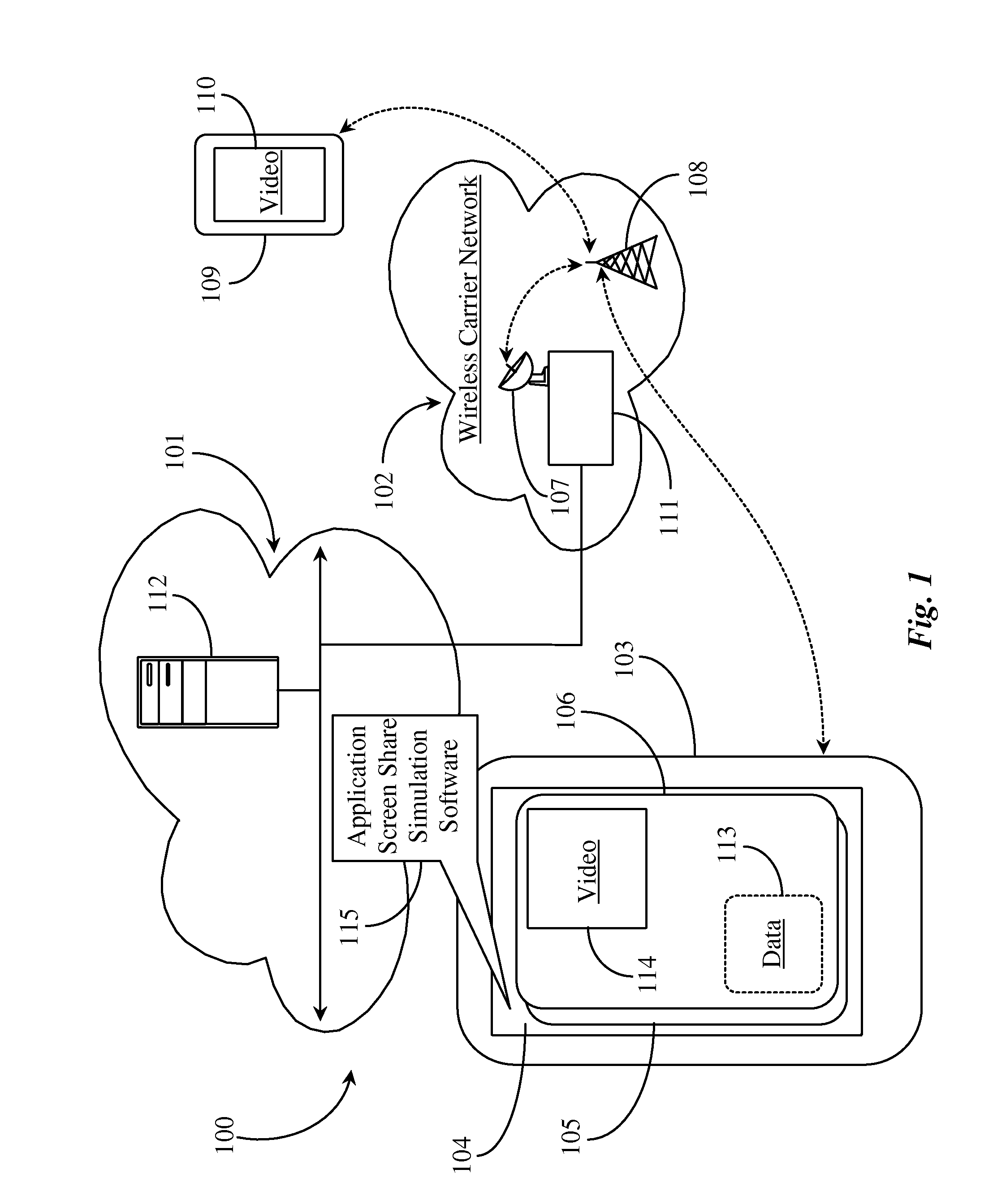 Method for simulating screen sharing for multiple applications running concurrently on a mobile platform