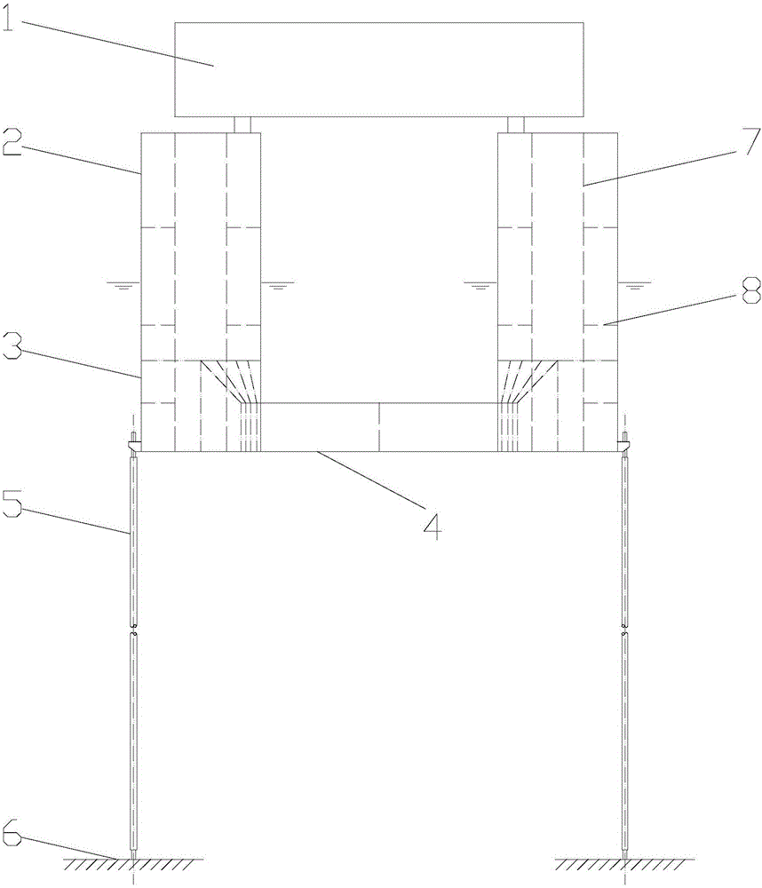 Tension leg platform capable of being provided with wide pontoons