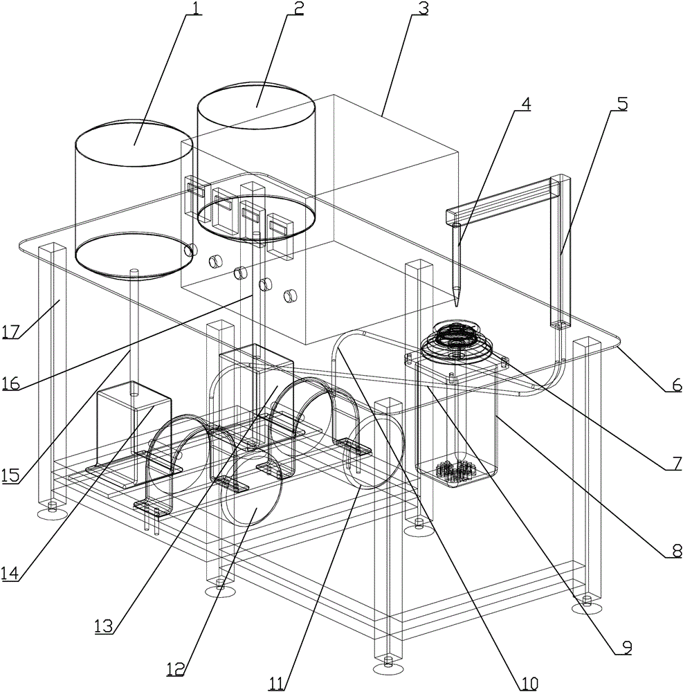 Automatic glue throwing and filling device and method for filtering piece