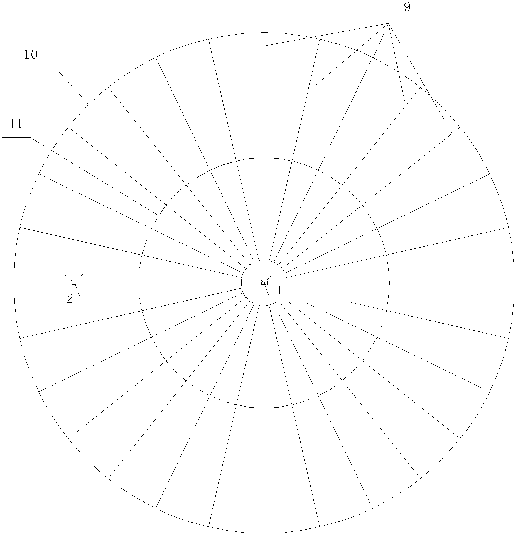 Concrete diameter construction survey control method for cooling tower and large-scale construction barrel