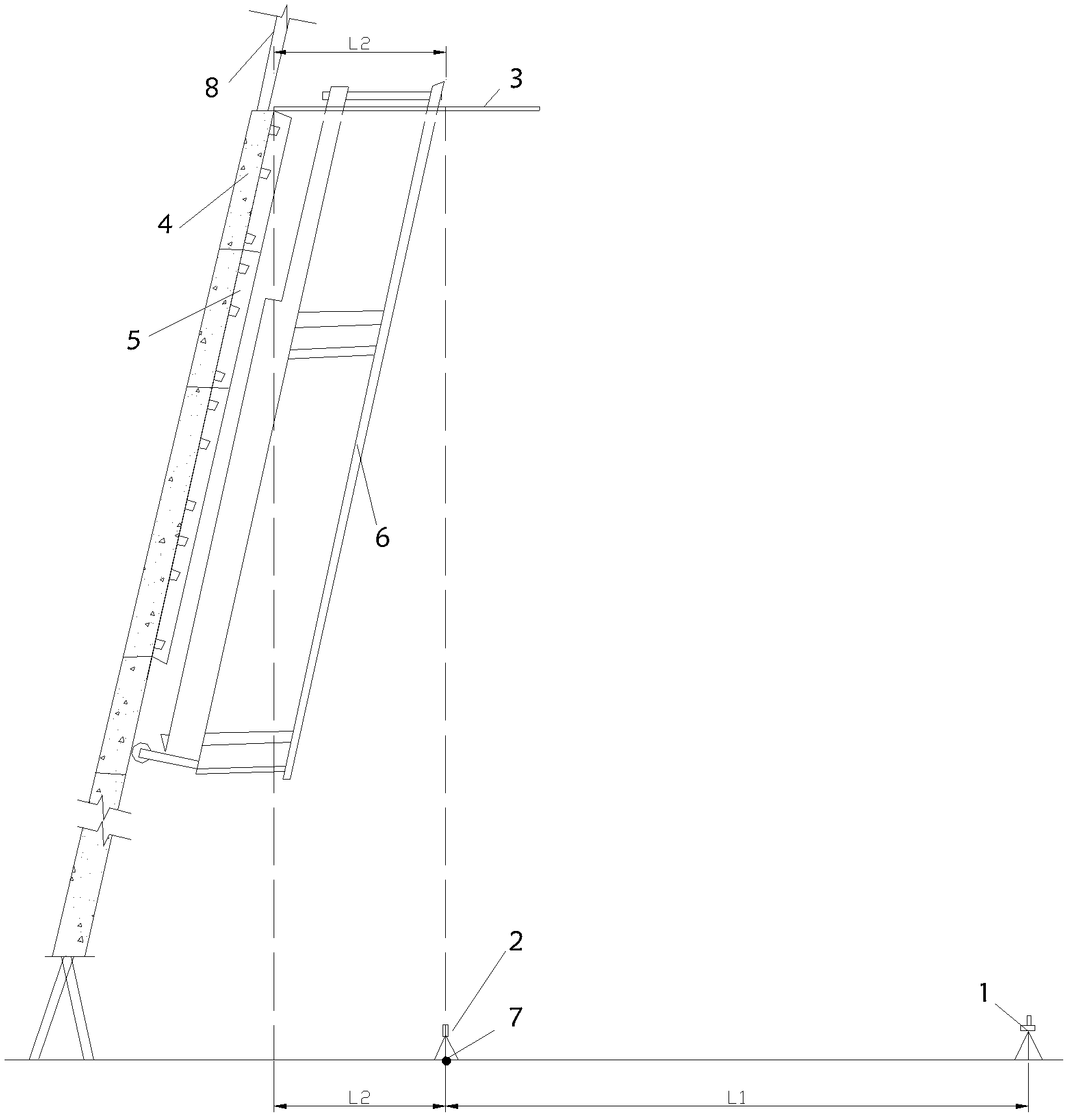 Concrete diameter construction survey control method for cooling tower and large-scale construction barrel