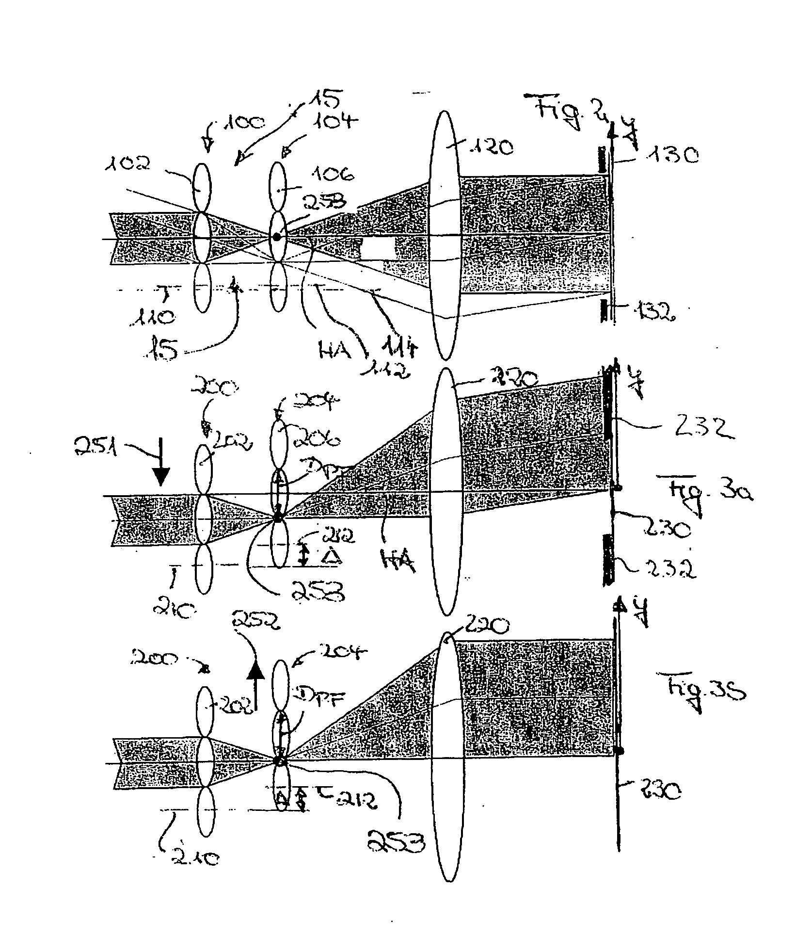 Optical device with raster elements, and illumination system with the optical device