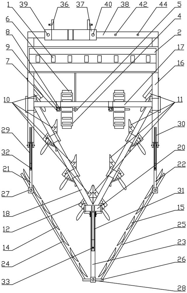 Suspension adjustable furrow-free plough with fertilizer discharging function