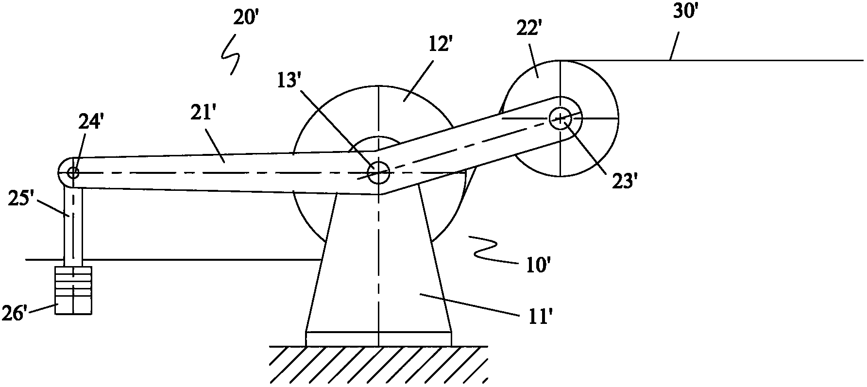 Rope supporting tensioning device and crane with same