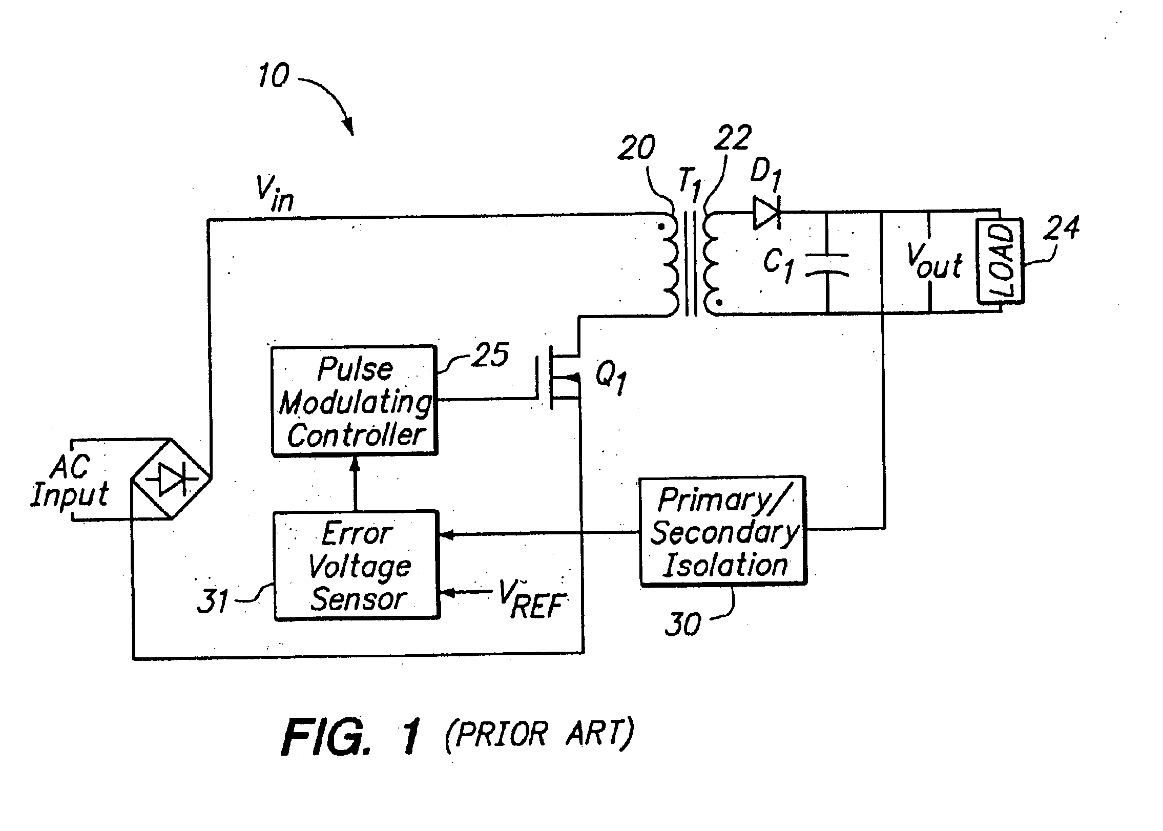 PWM power converter controlled by transistion detection of a comparator error signal