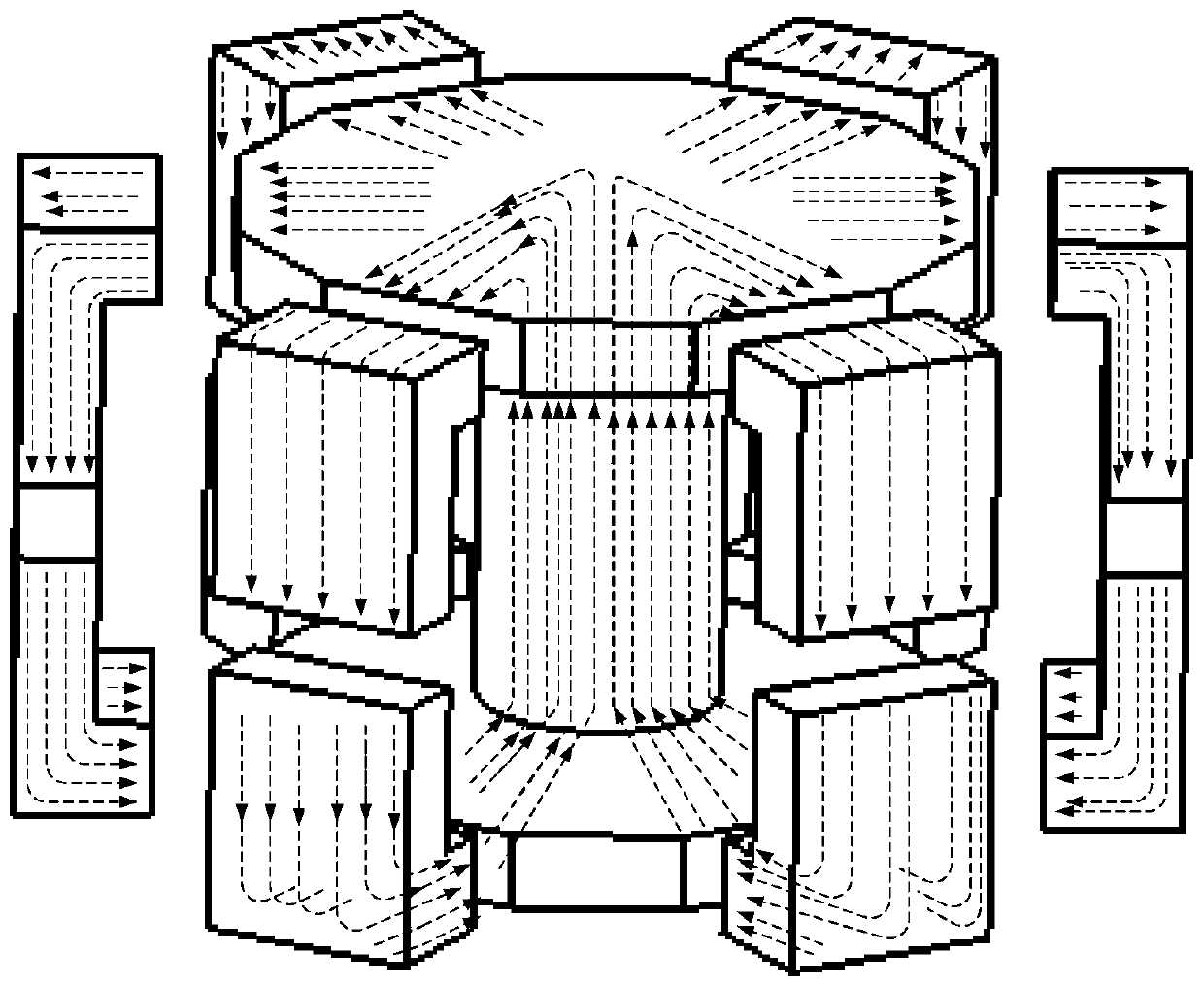 Hybrid magnetic circuit superconducting induction heating device