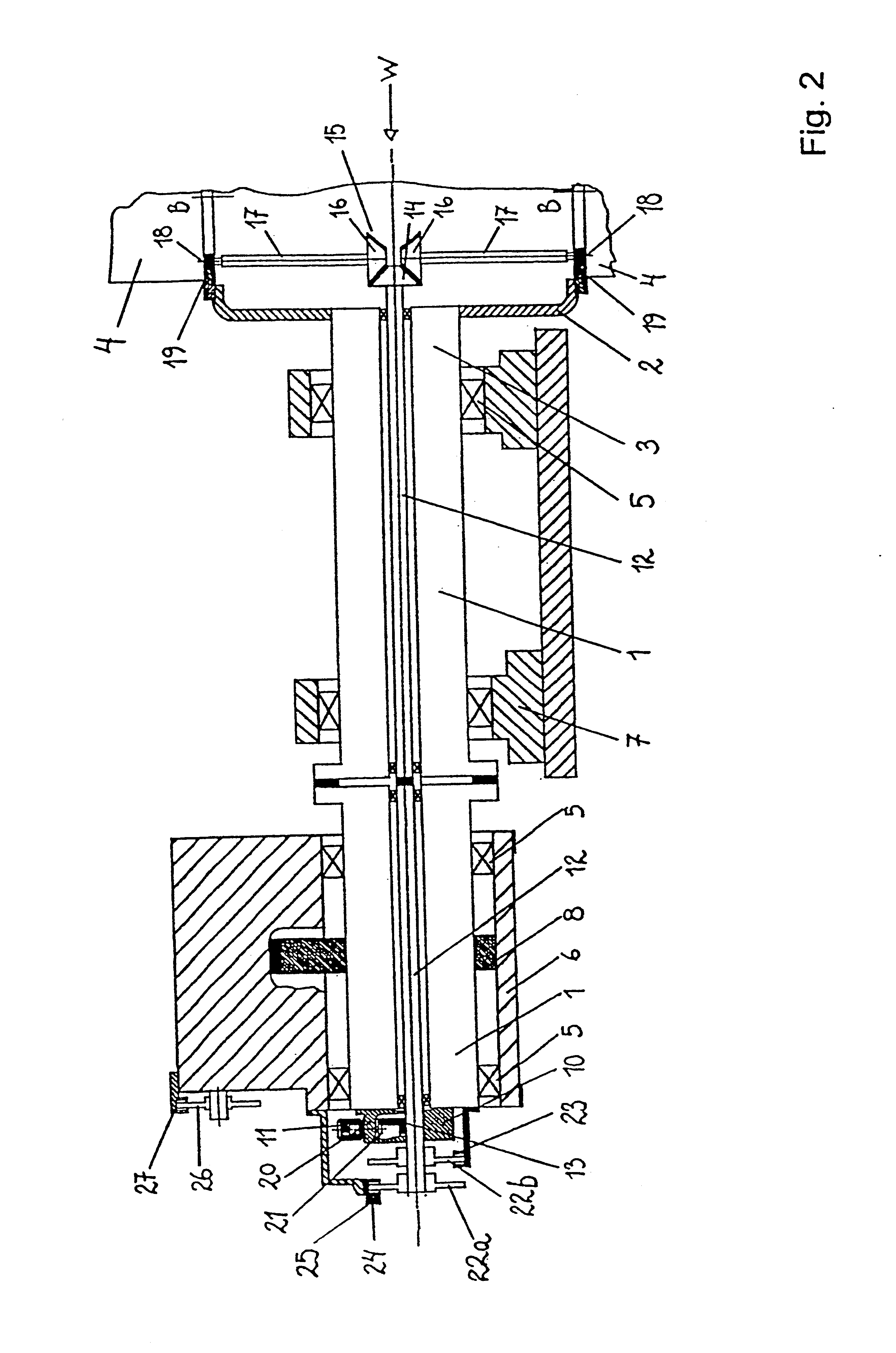 Method and a device for adjusting the pitch and stopping the rotation of the blades of a wind turbine