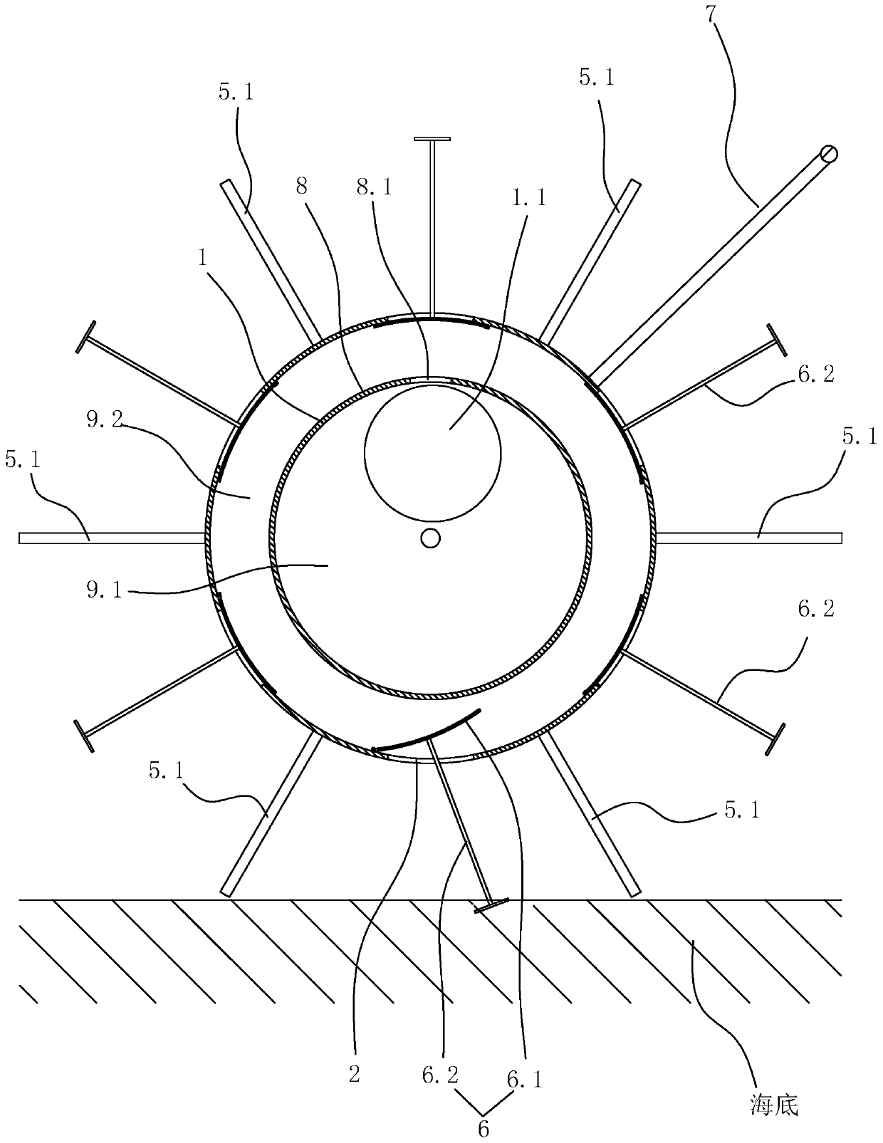 Bottom sowing discharging device and discharging method