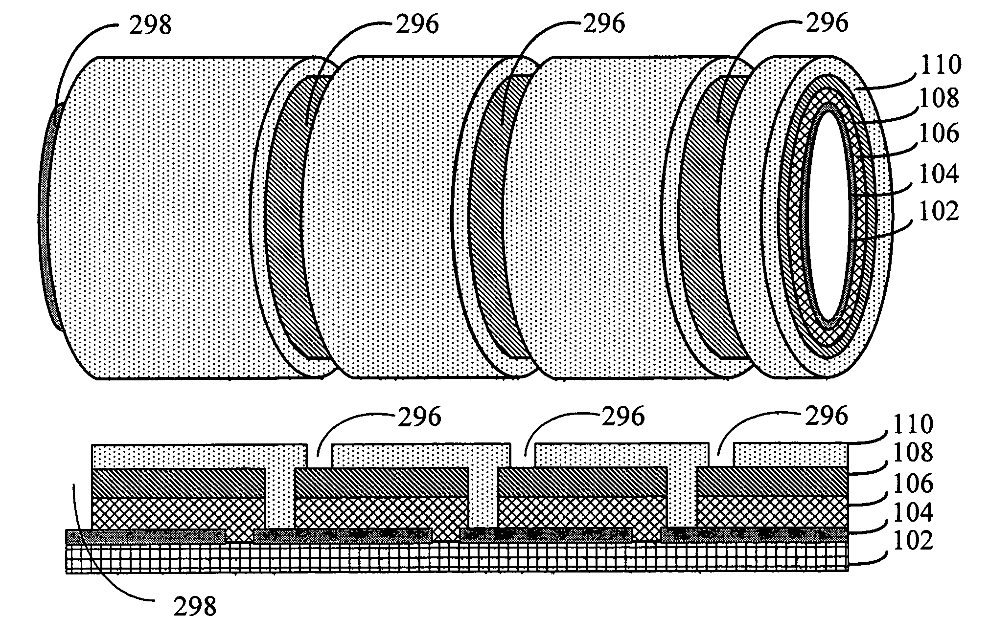 Monolithic integration of cylindrical solar cells