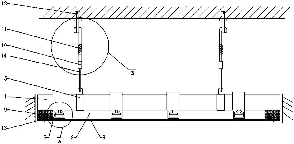 Building assembly steel beam suspended ceiling structure