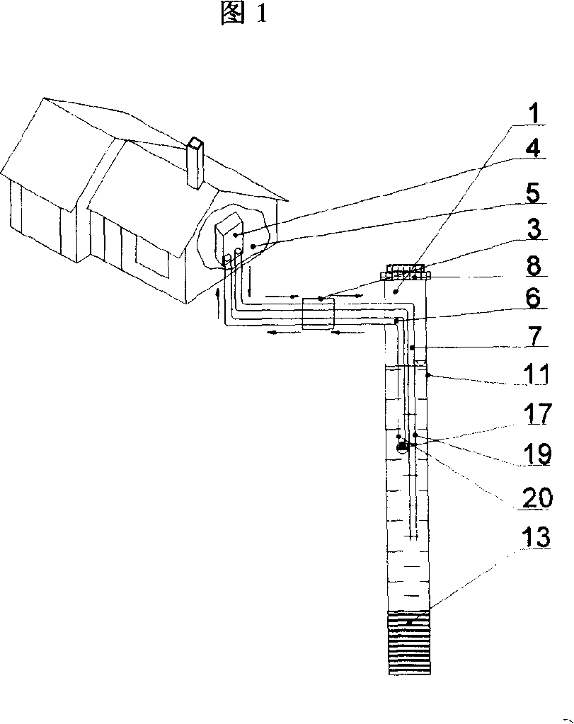 Engineering abandoned water lowering well type water source heat pump pipe well