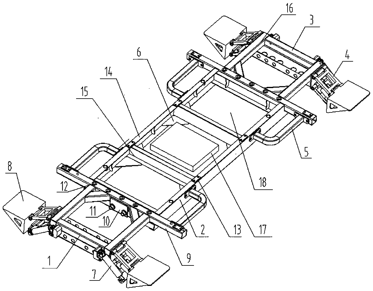 Modular assembly type vehicle frame for AGV robot