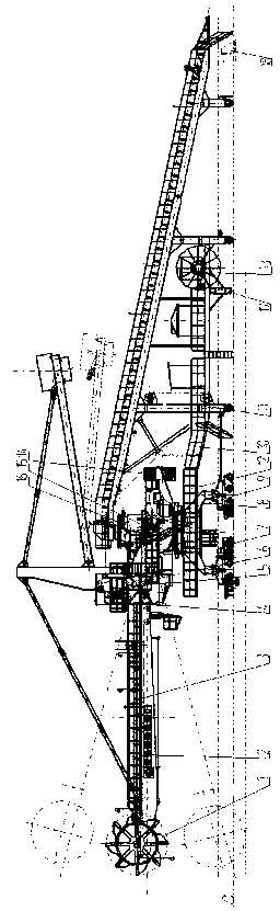 High-angle rotation wire feeding device of bucket wheel machine