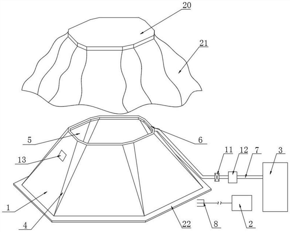 An experimental device for increasing temperature and rainfall in the field