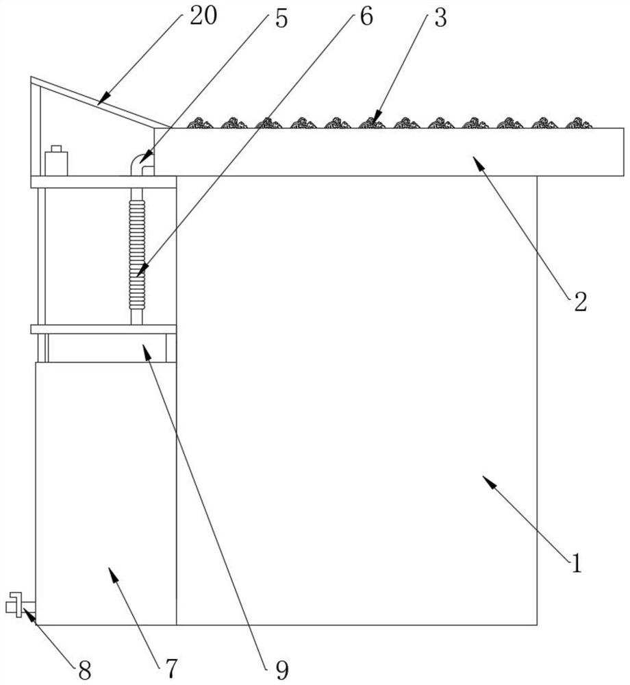 A green building designed roof rainwater collection and recycling structure