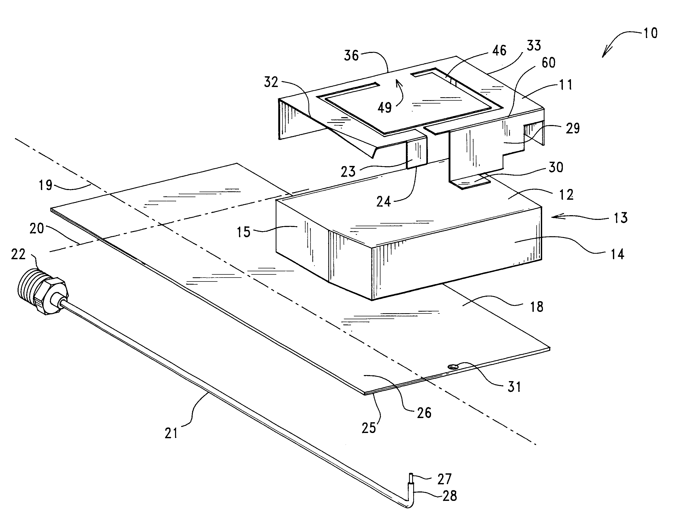 Planar Inverted-F-Antenna (PIFA) having a slotted radiating element providing global cellular and GPS-bluetooth frequency response