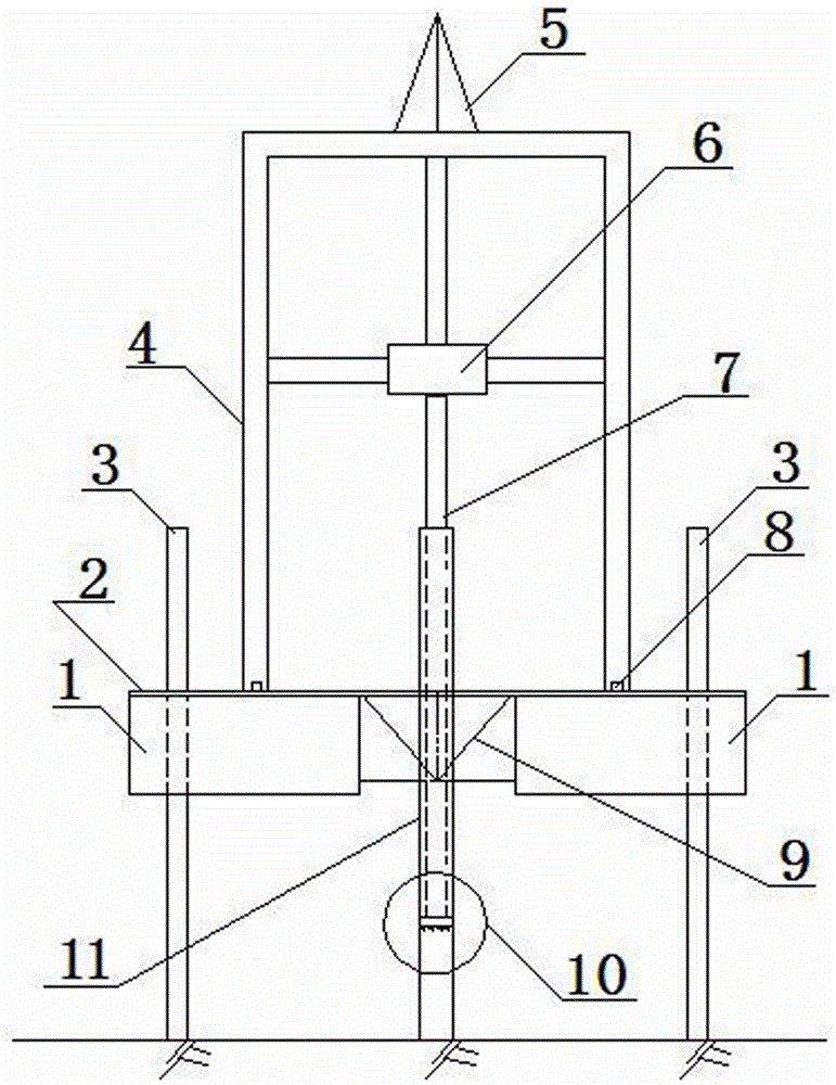 Floating-type device for rock embedment mounting of steel pipe pile in water and construction method thereof