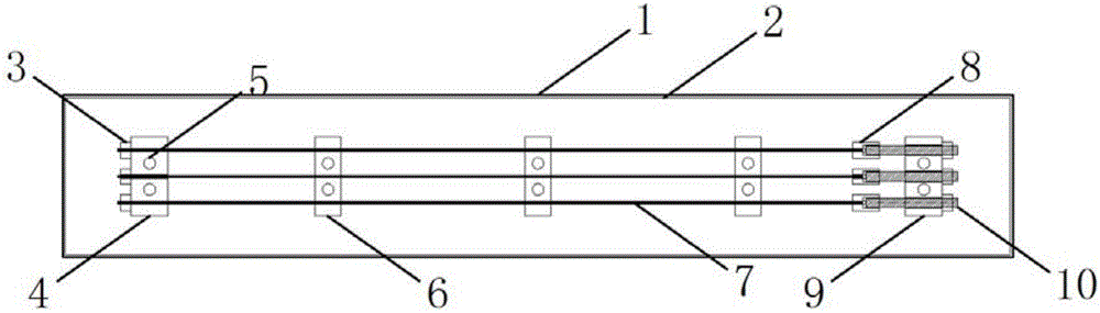 Pre-tensioning steel wire and polymer mortar externally-added layer reinforcing device