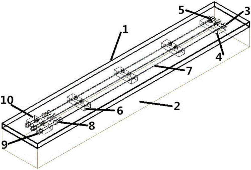 Pre-tensioning steel wire and polymer mortar externally-added layer reinforcing device