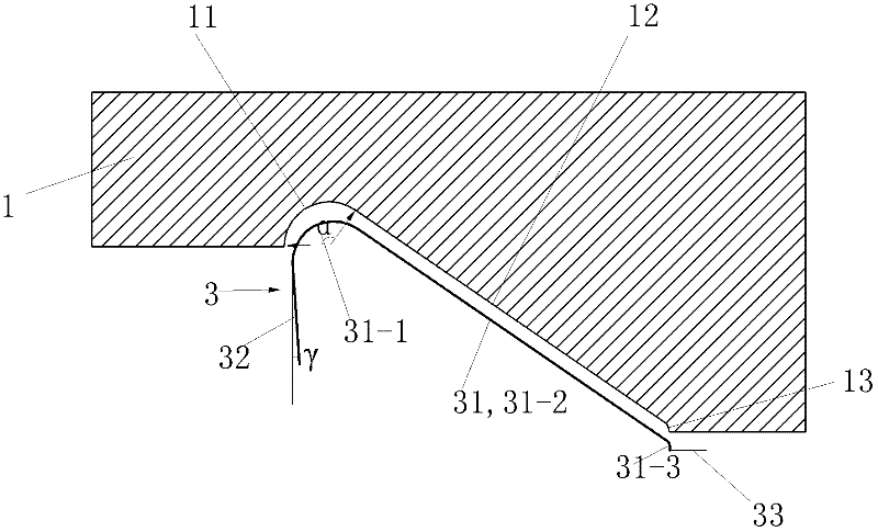 Stair strip sheet material with settled corners, method for manufacturing stair strip sheet material, and processing mold of stair strip sheet material