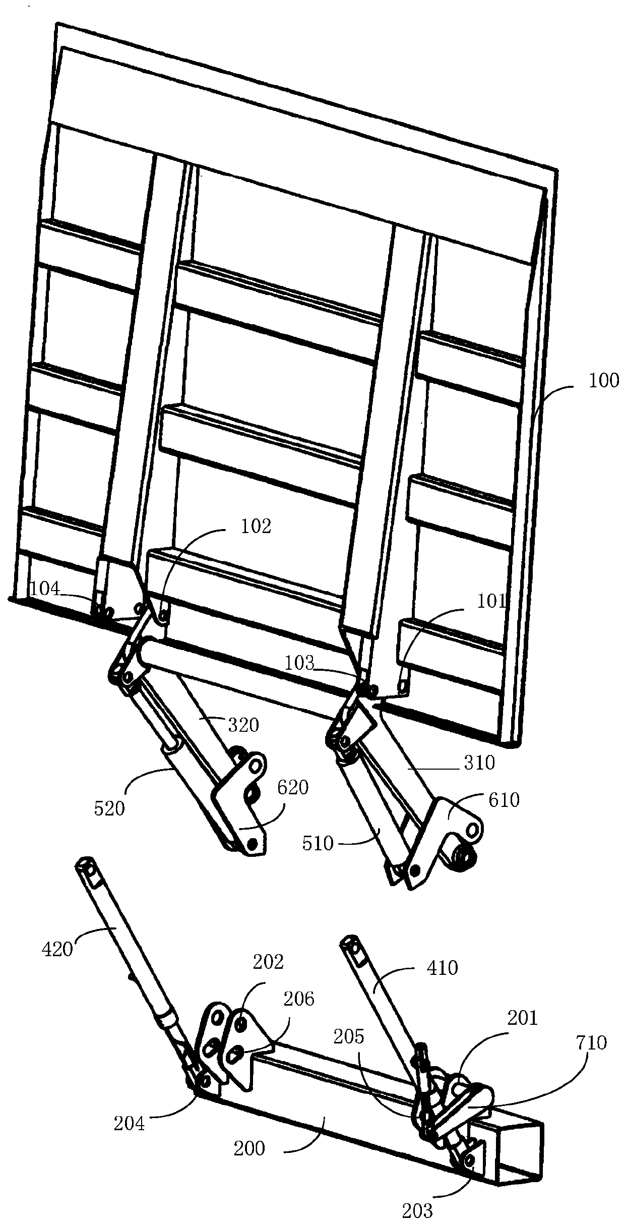 A control mechanism and control method for a carriage tail plate bearing plate