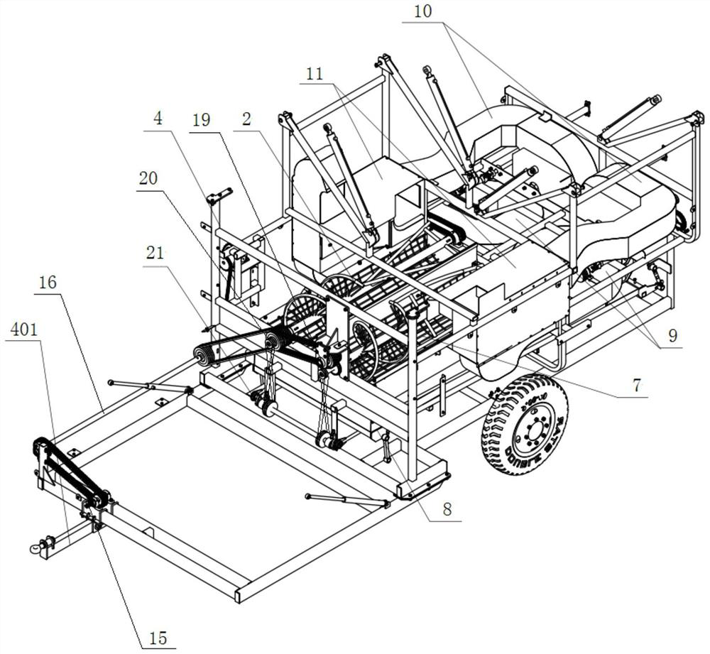 Auger-type roller, and traction-type peanut picking and harvesting machine using auger-type roller