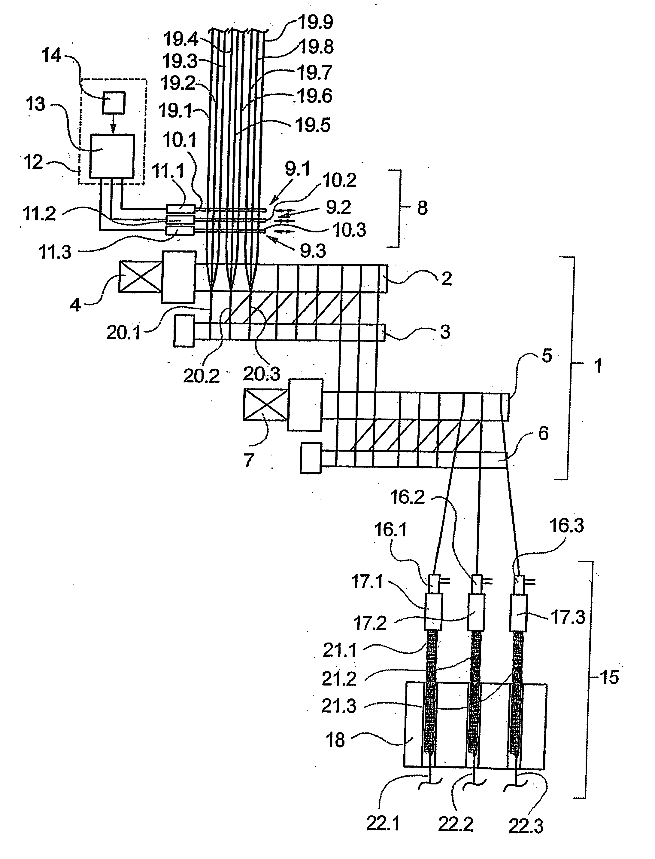 Apparatus and method for texturing a plurality of blended synthetic multifilament yarns