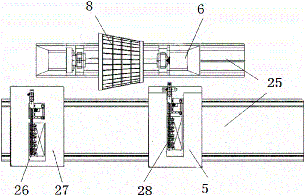 Composite material grid conical shell fiber placing and winding integrated molding device