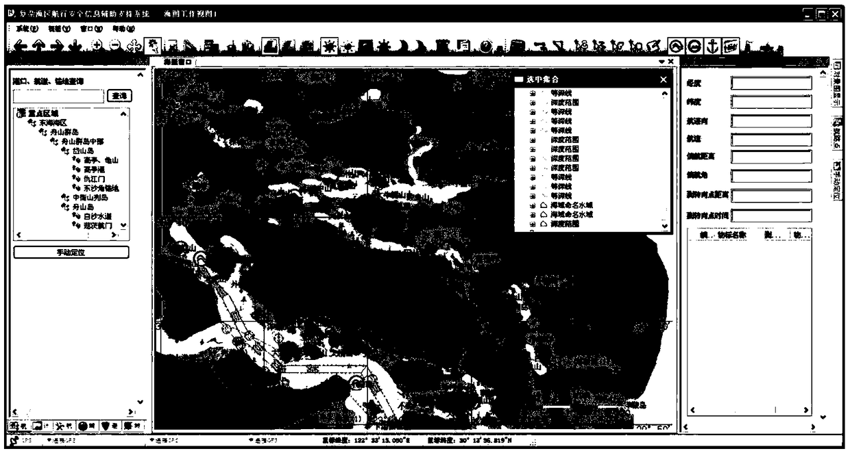 Electronic chart-based auxiliary information indicating system for navigation safety in complex sea areas