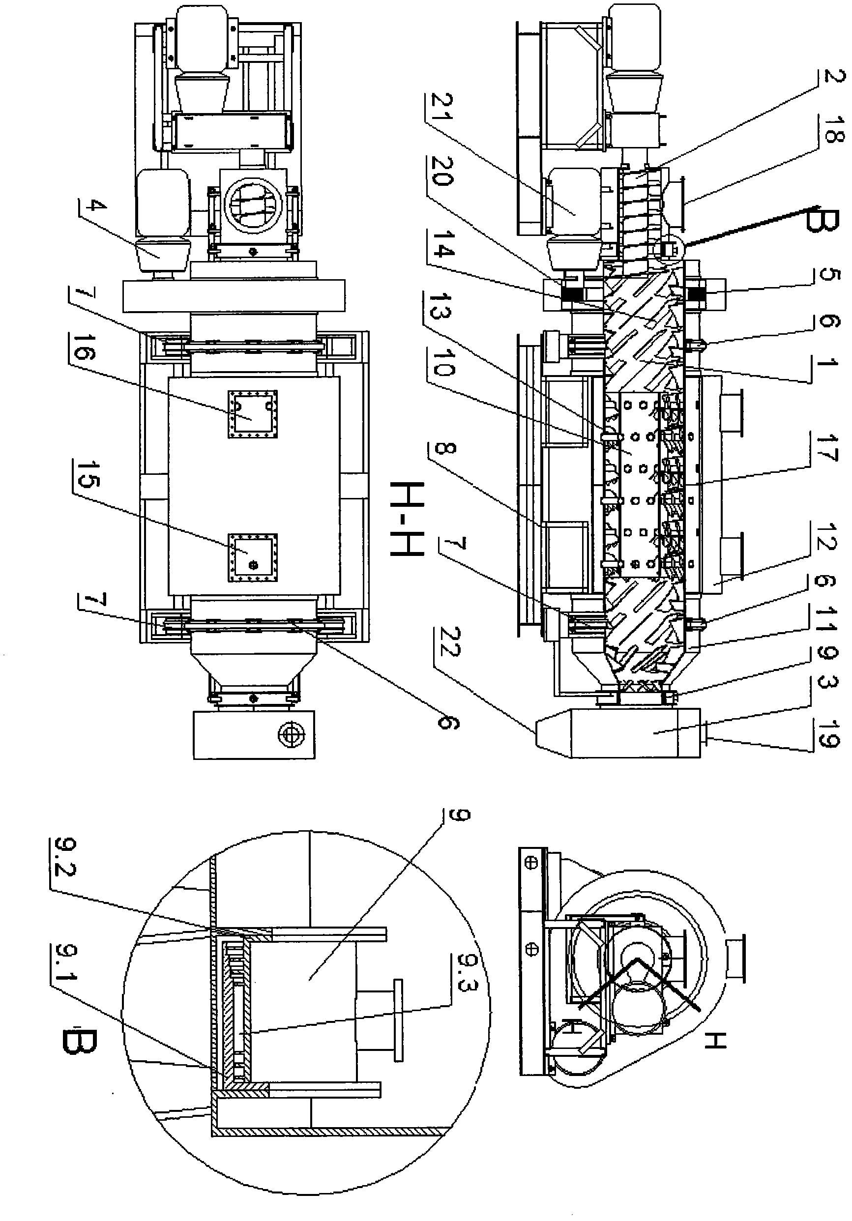 High-efficiency rotary type enhanced-drying pyrolyzing furnace