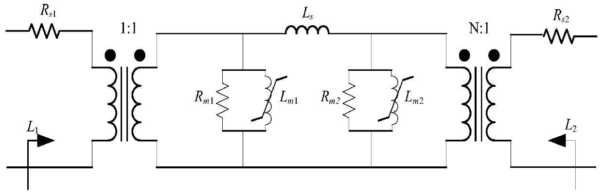 Method for measuring and calculating transformer pi model saturation excitation curve