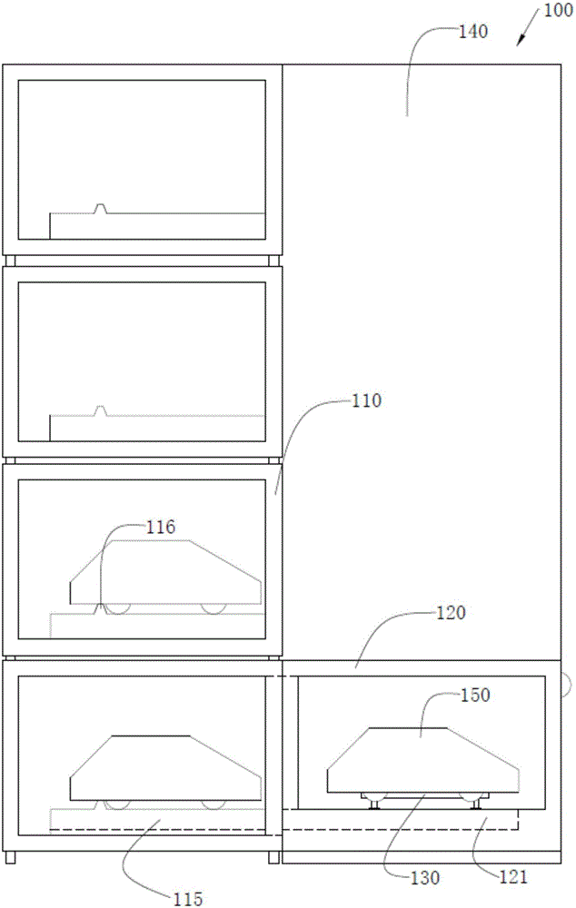 Control system for stack type parking space unit