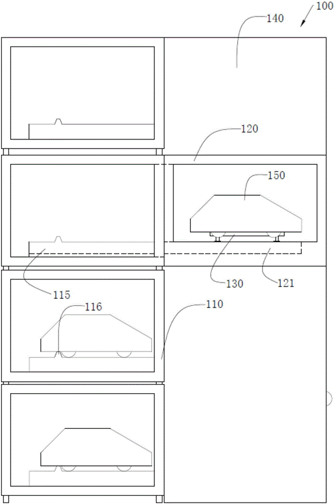 Control system for stack type parking space unit