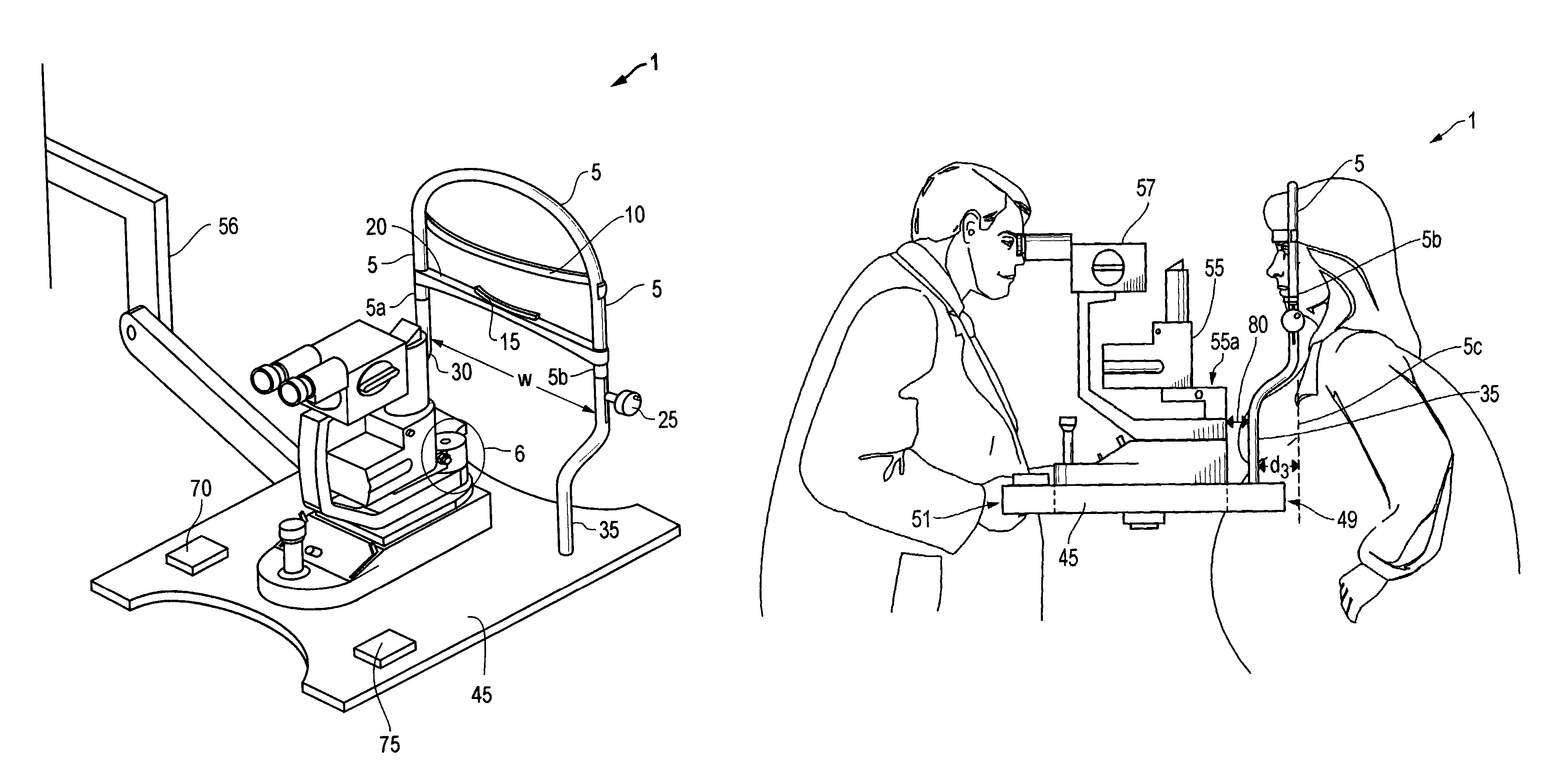 System, apparatus and method for accommodating opthalmic examination assemblies to patients