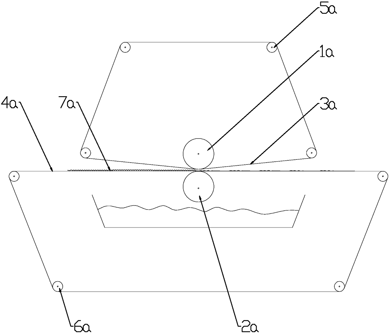 Liquid squeezing device for fibers or fiber webs