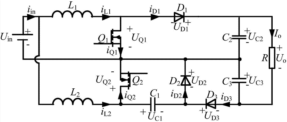 Input-parallel output-series wide-gain boost-type direct-current converter used for fuel cell