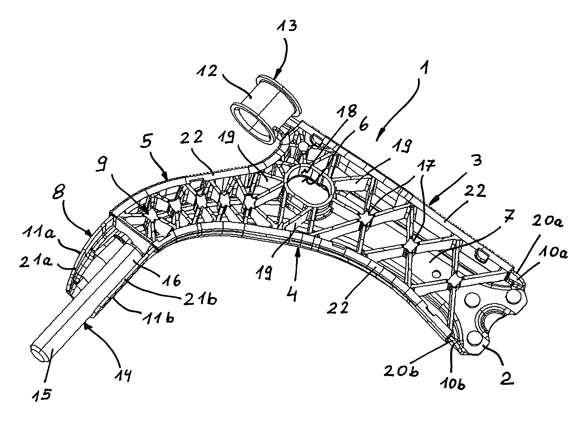 Control arm structure for wheel suspensions of motor vehicles, and method of making such a control arm structure