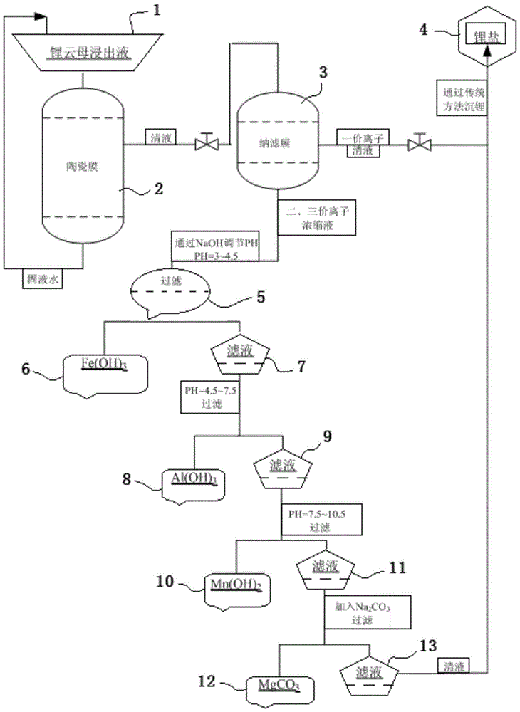 A method and system for removing impurities from lepidolite leachate