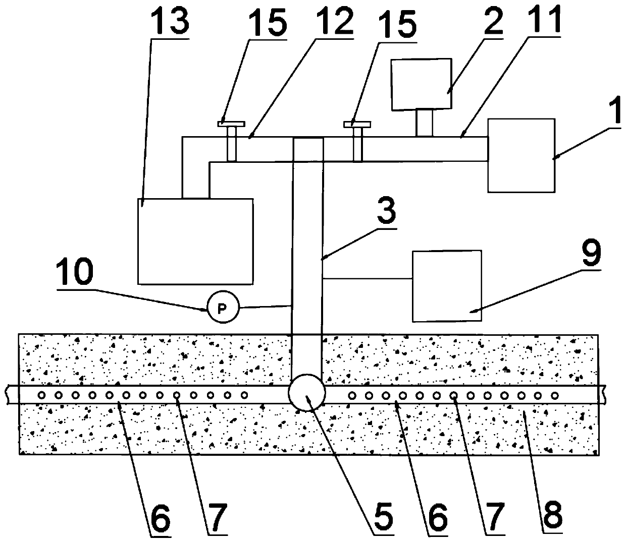 Cooling, moisturizing and grouting integrated device and method for mass concrete